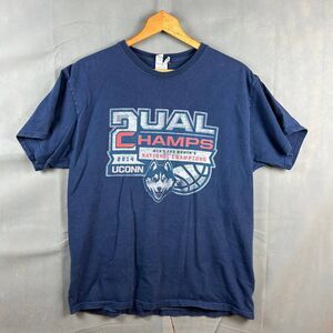 UCONN Huskies University of Connecticut Shirt Men 2014 Vtg Champs Basketball L